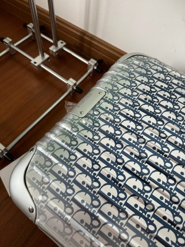 Dior x RIMOWA Oblique Carry On Aluminum Silver x navy Cabin Luggage