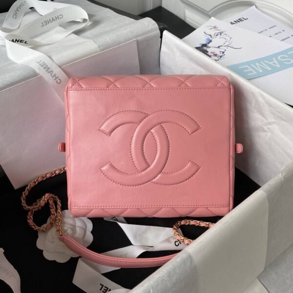 Chanel 23A Premium Handmade Sheepskin Portable Lunch Box Bag AS4201, Top Quality Size: 17 * 21 * 5.5